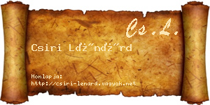 Csiri Lénárd névjegykártya